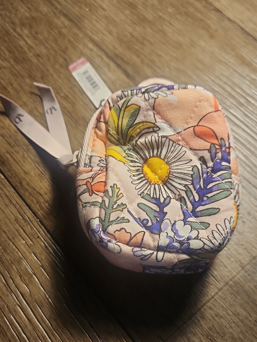 Vera Bradley Peach Floral Quilted Coin Pouch
